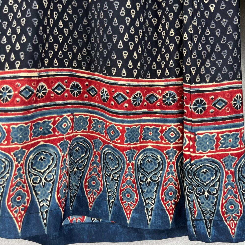 Lauren Ralph Lauren Top Women's Size L Blue And Red Tunic Long Sleeve Boho - Picture 4 of 9